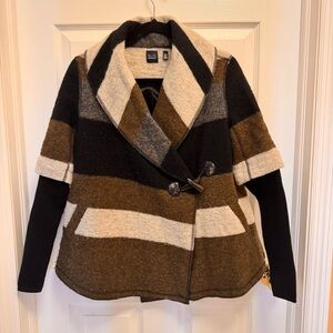 Blue Saks Fifth Avenue Wool Blend Striped Coat